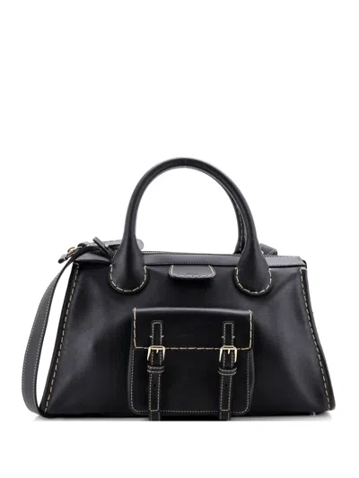 Pre-owned Chloé Edith Nm Leather Medium Satchel In Black