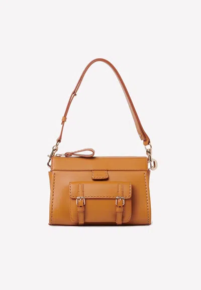 Chloé Edith Shoulder Bag In Calf Leather In Brown