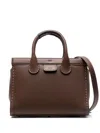 Chloé Structured Twin Handle Bag With Contrast Stitching In Brown