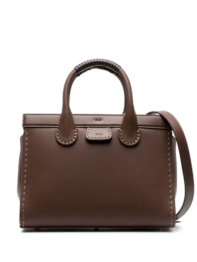 Chloé Structured Twin Handle Bag With Contrast Stitching In 28a