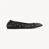 Chloé Elasticated Trim Round Toe Studded Design Ballerina Shoes In Black