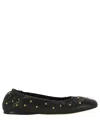 Chloé Elasticated Trim Round Toe Studded Design Ballerina Shoes In Black