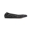 Chloé Elasticated Trim Round Toe Studded Design Ballerina Shoes In Black