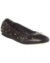 Chloé Elasticated Trim Round Toe Studded Design Ballerina Shoes In Black