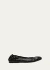 Chloé Elasticated Trim Round Toe Studded Design Ballerina Shoes In Black
