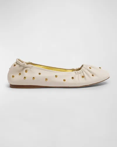 Chloé Eia Studded Leather Ballerina Flats In Eggshell