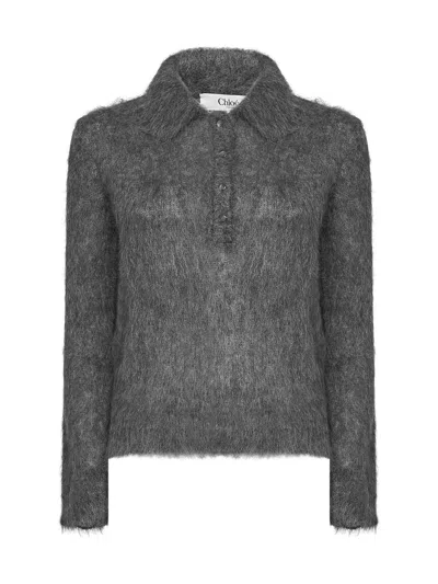 Chloé Elegant Buttoned Sweater - Size S In Gray