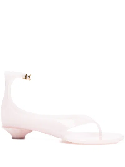 Chloé Chloe Women Pastel Pink Tpu Chloe Jelly Thong Sandals In Animal Print