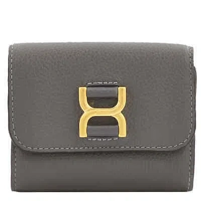 Pre-owned Chloé Chloe Elephant Grey Leather Small Trifold Wallet Chc23ap099i31 In Gray