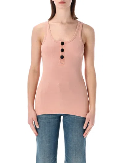 Chloé Elevated Fitted Tank Top In Pink