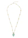 Chloé Gold Metal Necklace Featuring Gemstone Pendant In Metallic