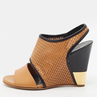 Pre-owned Chloé Eliza Size 36 Beige/brown Leather Wedge Sandals
