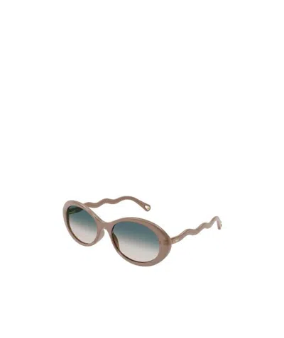 Chloé Elliptical Frame Micro-standard Sunglasses In Brown