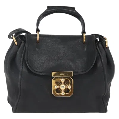 Pre-owned Chloé Chloe Elsie Convertible Satchel Leather Black Leather Shoulder Bag Bag ()