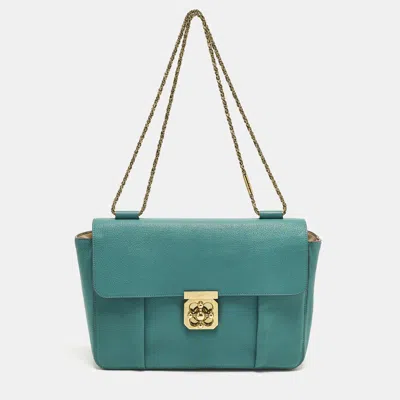 Pre-owned Chloé Elsie Large Teal Green Leather Shoulder Bag