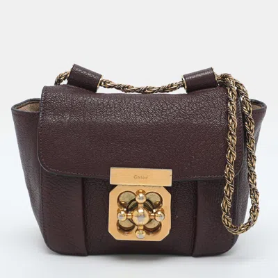 Pre-owned Chloé Elsie Mini Burgundy Leather Crossbody Bag