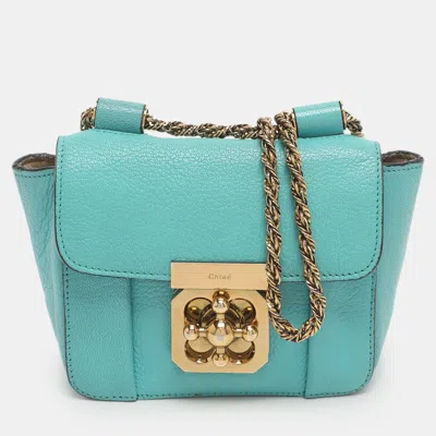 Pre-owned Chloé Elsie Mini Turquoise Leather Crossbody Bag In Blue