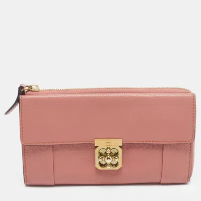 Pre-owned Chloé Elsie Pink Leather Continental Wallet