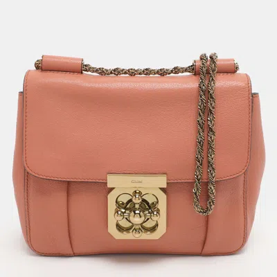 Pre-owned Chloé Elsie Small Peach Leather Shoulder Bag In Pink
