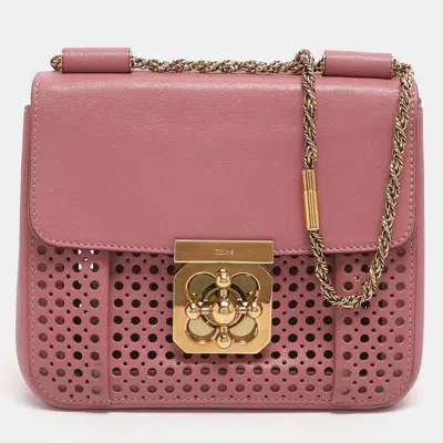 Pre-owned Chloé Elsie Small Pink Perforated Leather Shoulder Bag