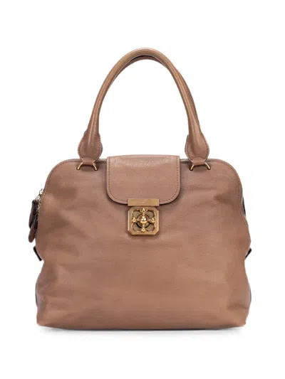 Pre-owned Chloé Elsie Turn-lock Tote Bag In Neutral