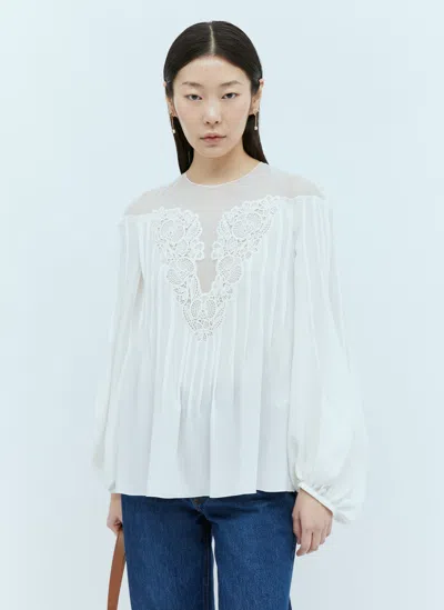 Chloé Embellished Blouse In White