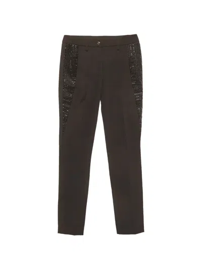 Pre-owned Chloé Embellished Crepe Trousers In Brown