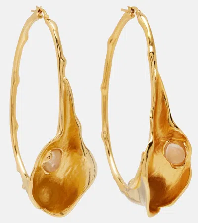 Chloé Embellished Hoop Earrings In Gold
