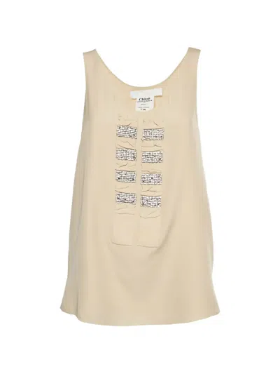 Pre-owned Chloé Embellished Sleeveless Top In Neutral