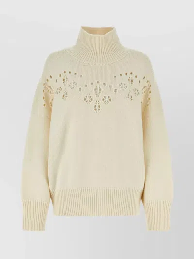 CHLOÉ EMBELLISHED WOOL SWEATER WITH DROP SHOULDERS
