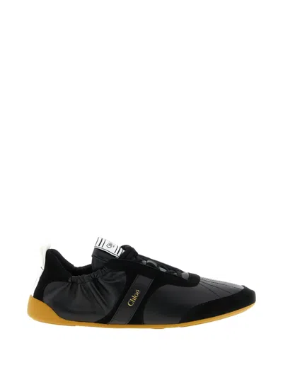 Chloé Embossed Kick Lace-up Sneakers In Black