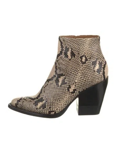 Pre-owned Chloé Embossed Leather Animal Print Boots In Neutral