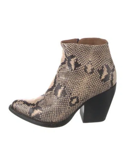Pre-owned Chloé Embossed Leather Animal Print Boots In Neutrals