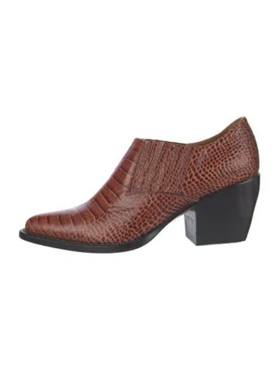 Pre-owned Chloé Embossed Leather Animal Print Pumps In Brown