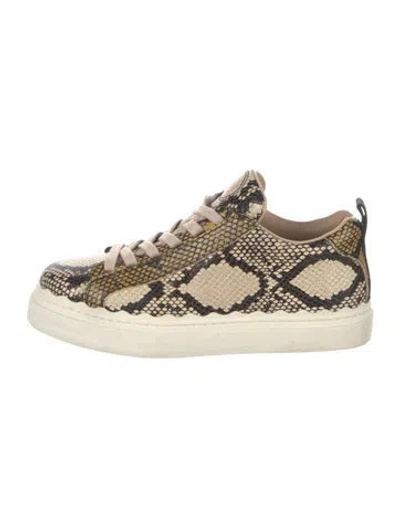 Pre-owned Chloé Embossed Leather Animal Print Sneakers In Neutral