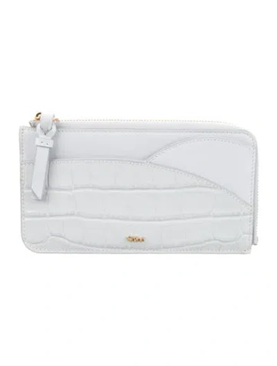 Pre-owned Chloé Embossed Leather Animal Print Wallet In Blue