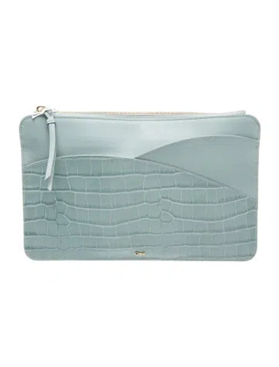 Pre-owned Chloé Embossed Leather Clutch In Blue