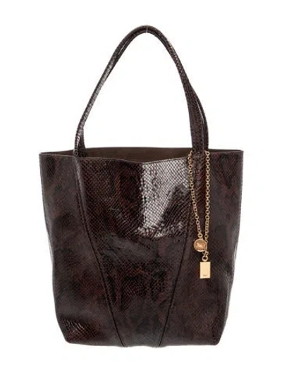 Pre-owned Chloé Embossed Leather Spin Medium In Brown