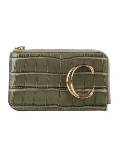 Pre-owned Chloé Embossed Leather Wallet W/ Tags In Green