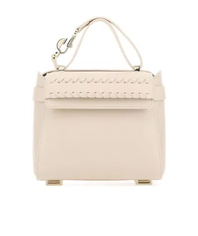 Chloé Embossed-logo Leather Tote Bag In Nude