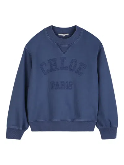 Chloé Kids' Embossed Logo Sweatshirt In Blue