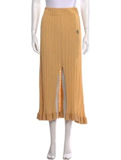 Pre-owned Chloé Embroidered Accent Long Skirt In Yellow