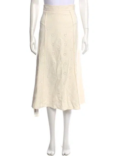 Pre-owned Chloé Embroidered Accent Midi Length Skirt In Neutral