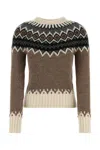 Chloé Pull Ajusté En Maille De Laine À Motif Fair Isle Femme Brun Taille L 84% Wool Vicugna Pacos, Farmed, In Brownbeige1