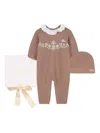 Chloé Embroidered Babygrow Set In Brown