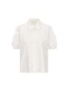 Chloé Embroidered Balloon-sleeved Shirt In Iconic Milk
