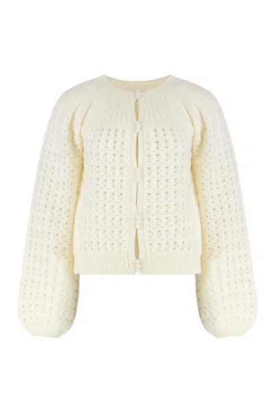 Chloé Embroidered Cardigan In Wool And Cashmere In White