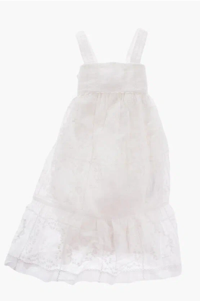 Chloé Embroidered Cotton Dress In White
