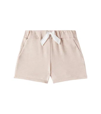 Chloé Kids' Embroidered Cotton Jersey Shorts In Beige