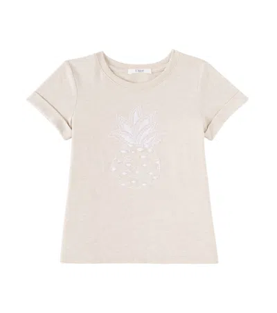 Chloé Kids' Embroidered Cotton Jersey T-shirt In Beige